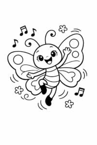 tegning af sommerfugl danser i luften – playful cartoon