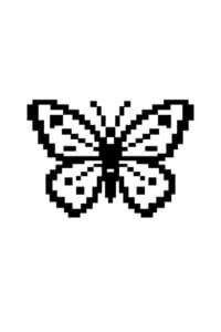 tegning af sommerfugl i pixeleret stil – pixel art