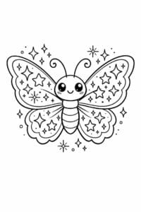 tegning af sommerfugl med glitrende vinger – dreamy fantasy