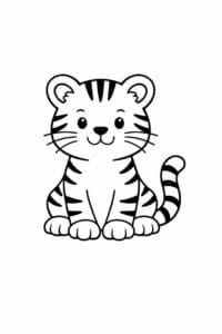 tegning af tiger i enkel stregtegning – simple line art