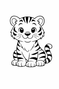 tegning af tiger med venligt udtryk – gentle cartoon