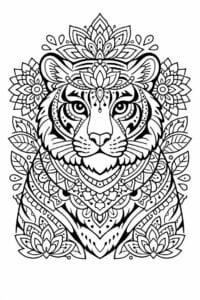 tegning af tiger i mandala mønster – mandala coloring