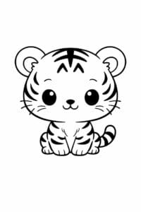 tegning af chibi tiger med stort hoved – chibi