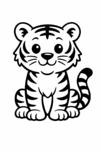 tegning af tiger i kraftige sorte streger – bold outline