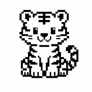 tegning af tiger i pixeleret stil - pixel art