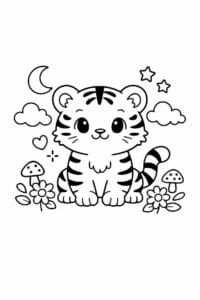 tegning af tiger i pastel drømmestil – pastel aesthetic