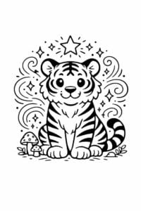 tegning af tiger med magisk glød – whimsical fantasy