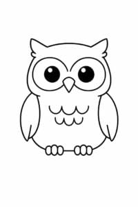 tegning af ugle i enkel stregtegning – simple line art