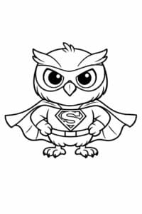 tegning af ugle med superheltekappe – superhero cartoon