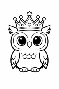 tegning af ugle med krone – fairy tale