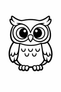 tegning af ugle i kraftige sorte streger – bold outline