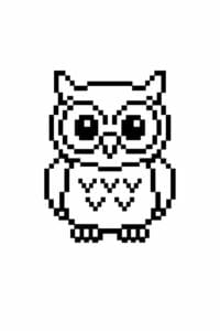 tegning af ugle i pixeleret stil – pixel art