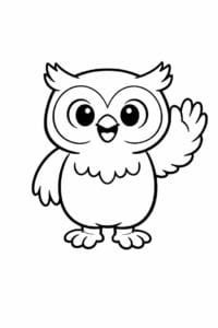 tegning af glad ugle vinker hej – simple cartoon