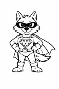 tegning af ulv med superheltekappe – superhero cartoon