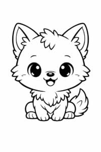 tegning af chibi ulv med stort hoved – chibi