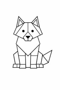 tegning af ulv i geometriske former – geometric art