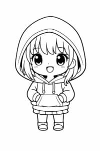 tegning af chibi girl character med hoodie – chibi