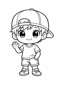 tegning af chibi boy character med kasket – chibi