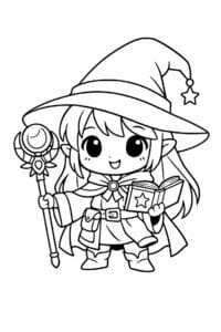 tegning af chibi fantasy wizard – chibi