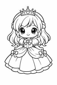tegning af chibi princess med stor kjole – chibi