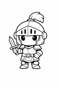 tegning af chibi knight med lille sværd – chibi