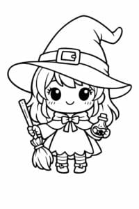 tegning af chibi witch med stor hat – chibi