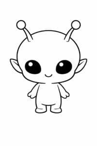 tegning af chibi alien med antenner – chibi