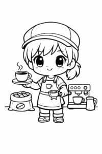 tegning af chibi café barista – chibi