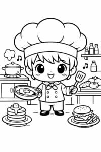 tegning af chibi chef i restaurant – chibi