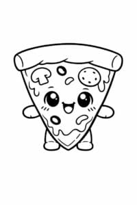 tegning af chibi pizza slice med ansigt – chibi