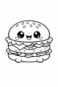 tegning af chibi burger med smil – chibi