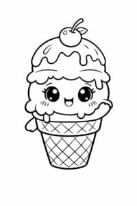 tegning af chibi ice cream med øjne – chibi