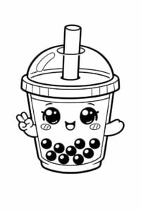 tegning af chibi bubble tea cup – chibi