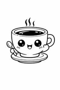 tegning af chibi coffee cup character – chibi