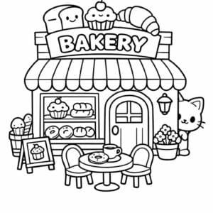 tegning af chibi bakery shop front - chibi