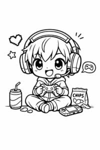 tegning af chibi gamer character – chibi