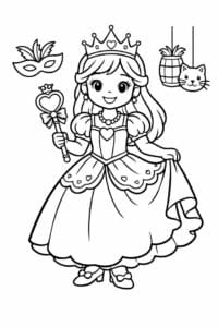 tegning af prinsesse til fastelavn – fairy tale
