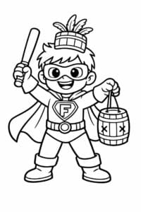 tegning af superhelt til fastelavn – bold cartoon