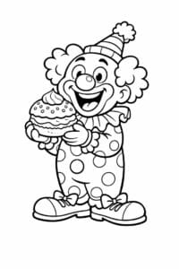 tegning af klovn med fastelavnsbolle – funny cartoon