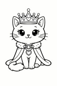 tegning af katkedronning med krone – cute cartoon