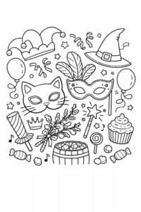 tegning af masker til fastelavn – decorative illustration