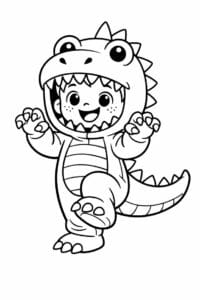 tegning af dinosaur fastelavnskostume – playful cartoon