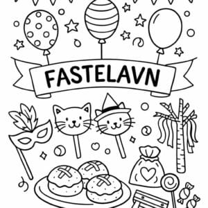tegning af ballon pynt til fastelavn - simple illustration