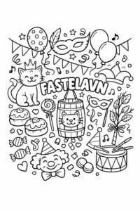 tegning af fastelavn doodle collage – doodle art