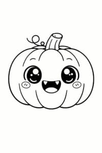 tegning af halloween græskar med stort ansigt – kawaii