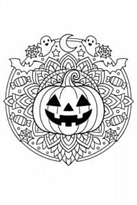 tegning af halloween græskar i mandala – mandala coloring