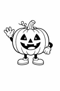 tegning af glad halloween græskar vinker – simple cartoon