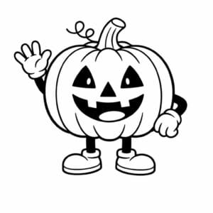 tegning af glad halloween græskar vinker - simple cartoon
