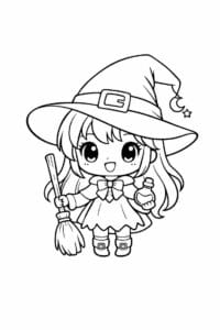 tegning af chibi heks med stor hat – chibi