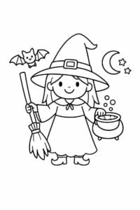 tegning af heks i enkel stregtegning – simple line art